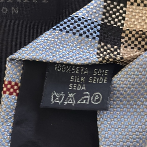 BURBERRY || Authentic Men’s Silk Light Blue & Tan Tartan Tie. Sz. OS - Picture 10 of 12